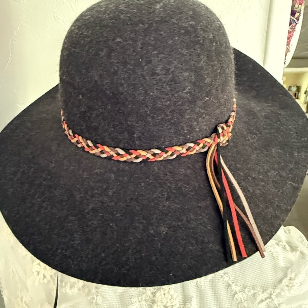 CC Exclusive Wool Wide Brim Felt Fedora Hat Dark Gray